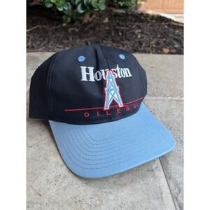 Vintage Eastport Team NFL Houston Oilers Football Snapback Cap Hat Trucker Black